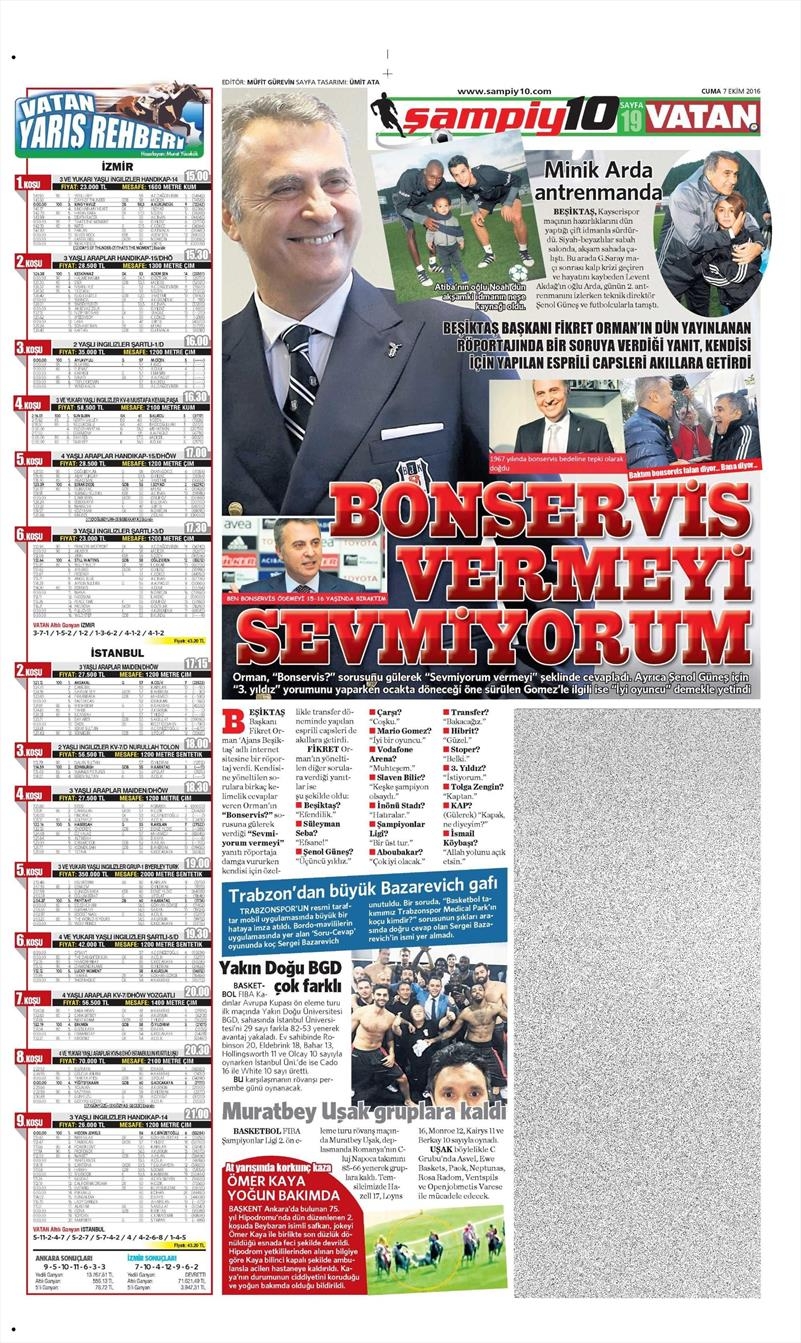 7 Ekim 2016 | Beşiktaş sayfaları - Görsel 13