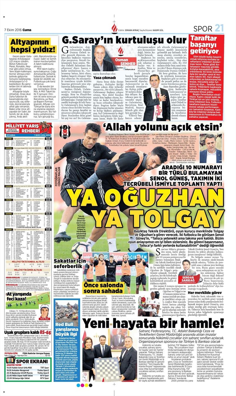 7 Ekim 2016 | Beşiktaş sayfaları - Görsel 8