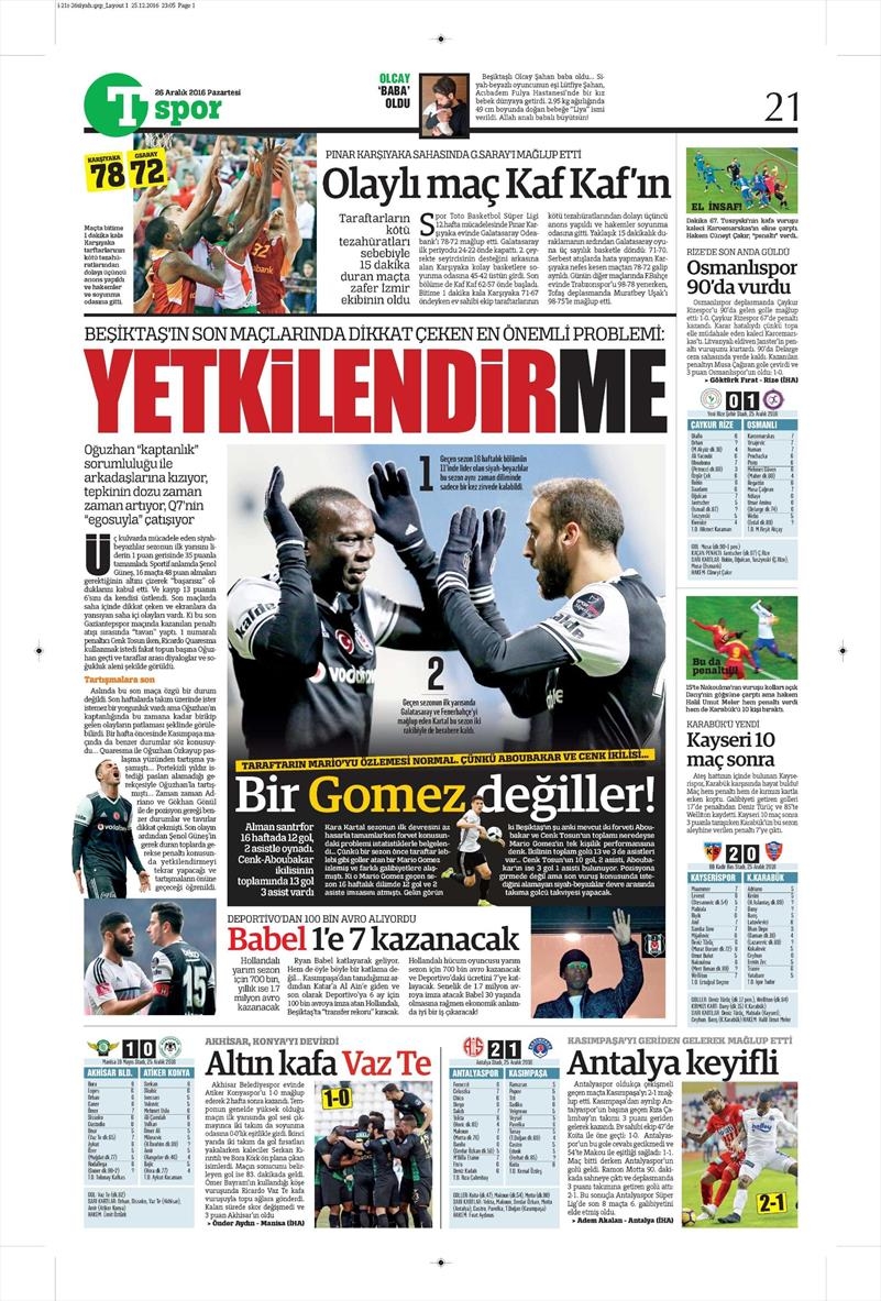 26 Aralık 2016 | İşte gazetelerin Beşiktaş manşetleri - Görsel 2
