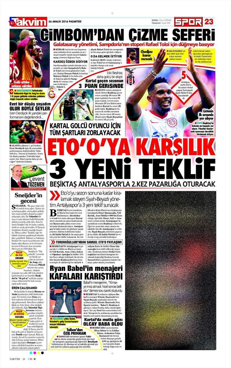 26 Aralık 2016 | İşte gazetelerin Beşiktaş manşetleri - Görsel 3
