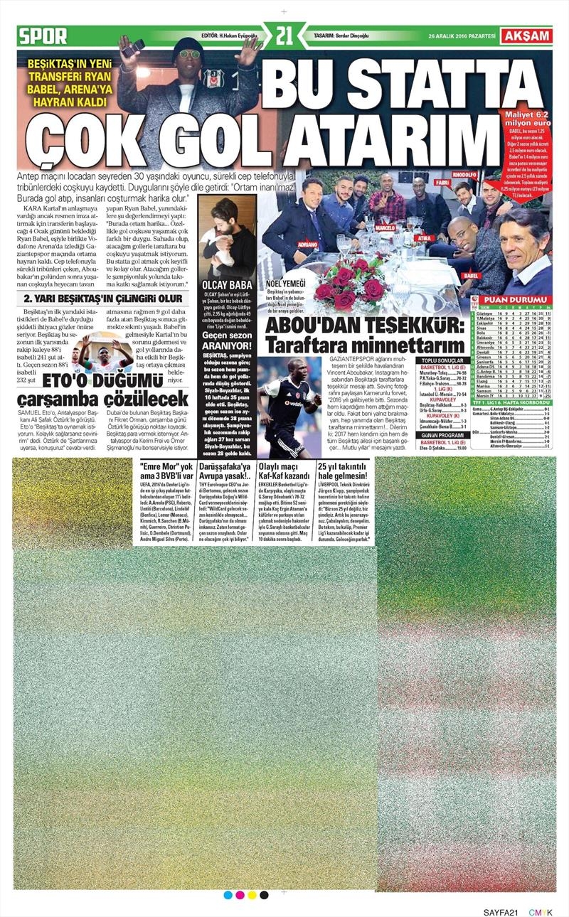 26 Aralık 2016 | İşte gazetelerin Beşiktaş manşetleri - Görsel 8