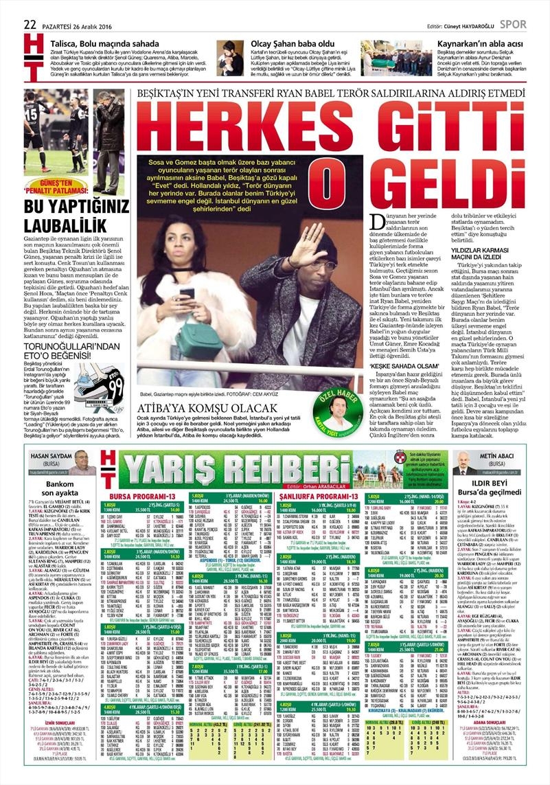 26 Aralık 2016 | İşte gazetelerin Beşiktaş manşetleri - Görsel 9