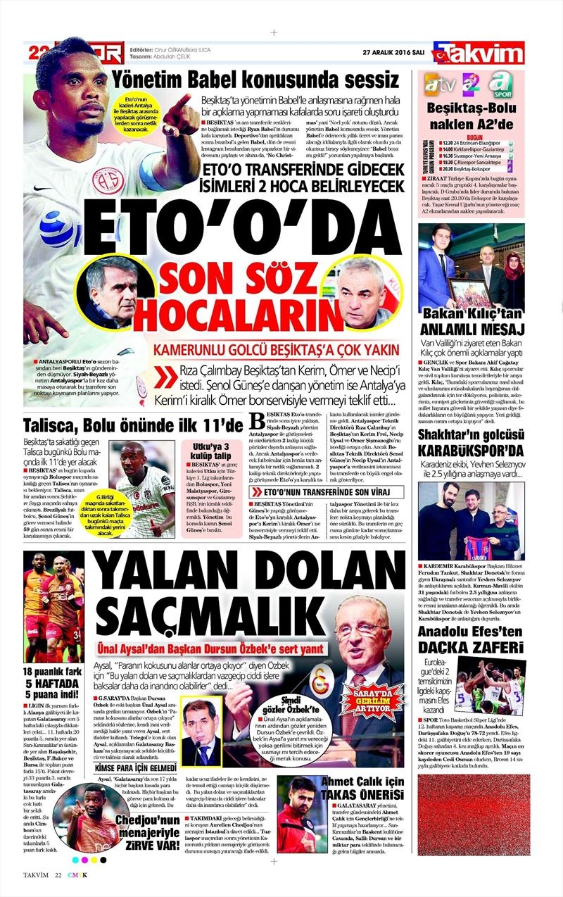 27 Aralık 2016 | İşte gazetelerin Beşiktaş manşetleri - Görsel 2