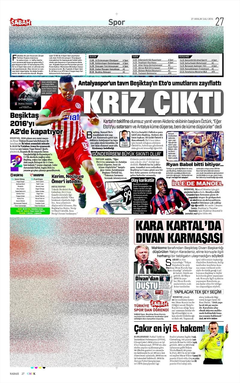27 Aralık 2016 | İşte gazetelerin Beşiktaş manşetleri - Görsel 3