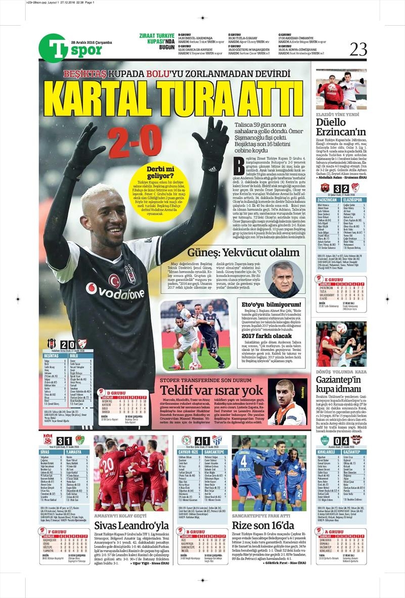 28 Aralık 2016 | İşte gazetelerin Beşiktaş manşetleri - Görsel 2