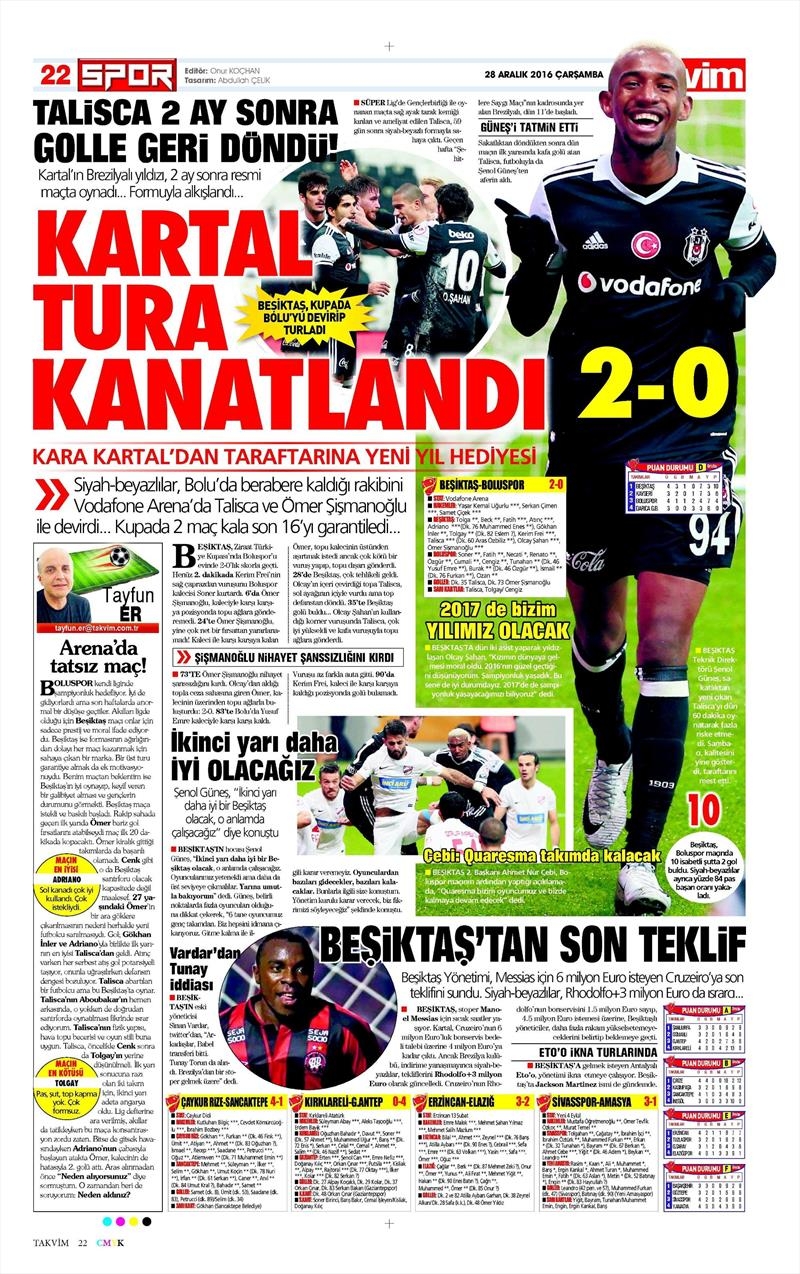 28 Aralık 2016 | İşte gazetelerin Beşiktaş manşetleri - Görsel 3