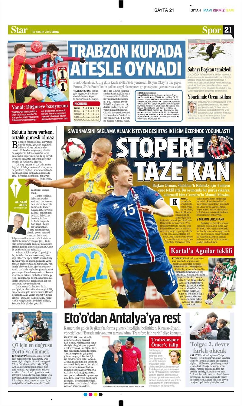 30 Aralık 2016 | İşte gazetelerin Beşiktaş manşetleri - Görsel 4