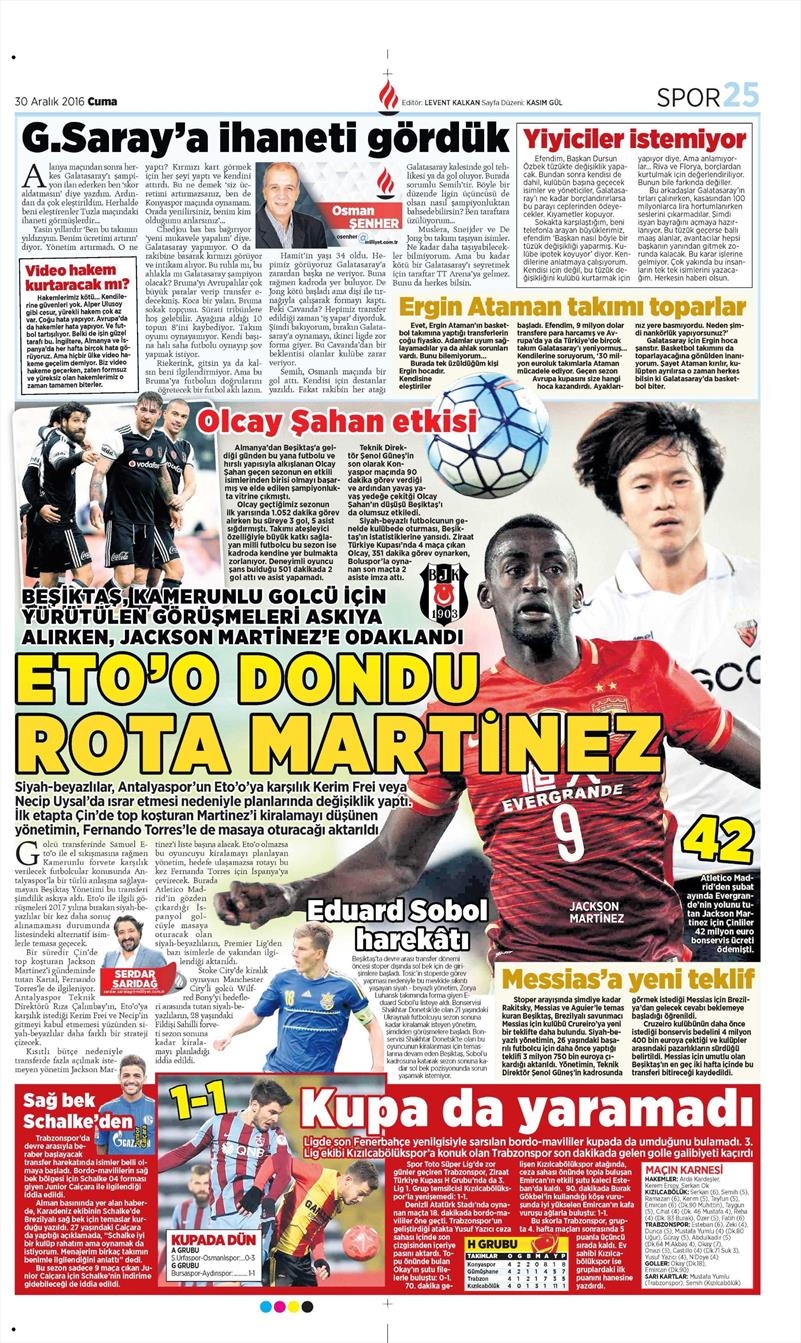 30 Aralık 2016 | İşte gazetelerin Beşiktaş manşetleri - Görsel 8