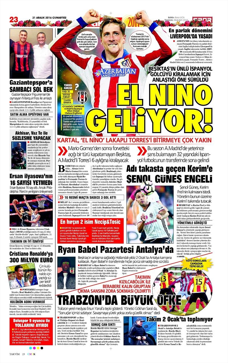 31 Aralık 2016 | İşte gazetelerin Beşiktaş manşetleri - Görsel 7