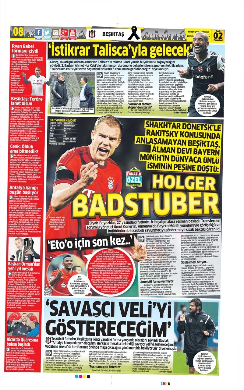 02 Ocak 2017 | İşte gazetelerin Beşiktaş manşetleri - Görsel 11