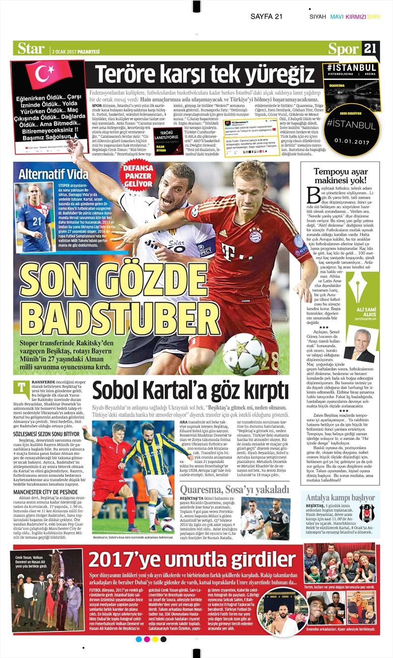 02 Ocak 2017 | İşte gazetelerin Beşiktaş manşetleri - Görsel 2