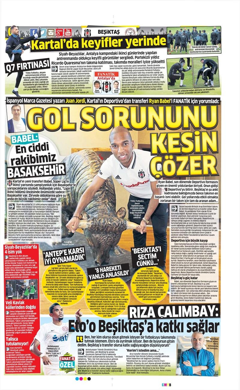 4 Ocak 2017 | İşte gazetelerin Beşiktaş manşetleri - Görsel 1