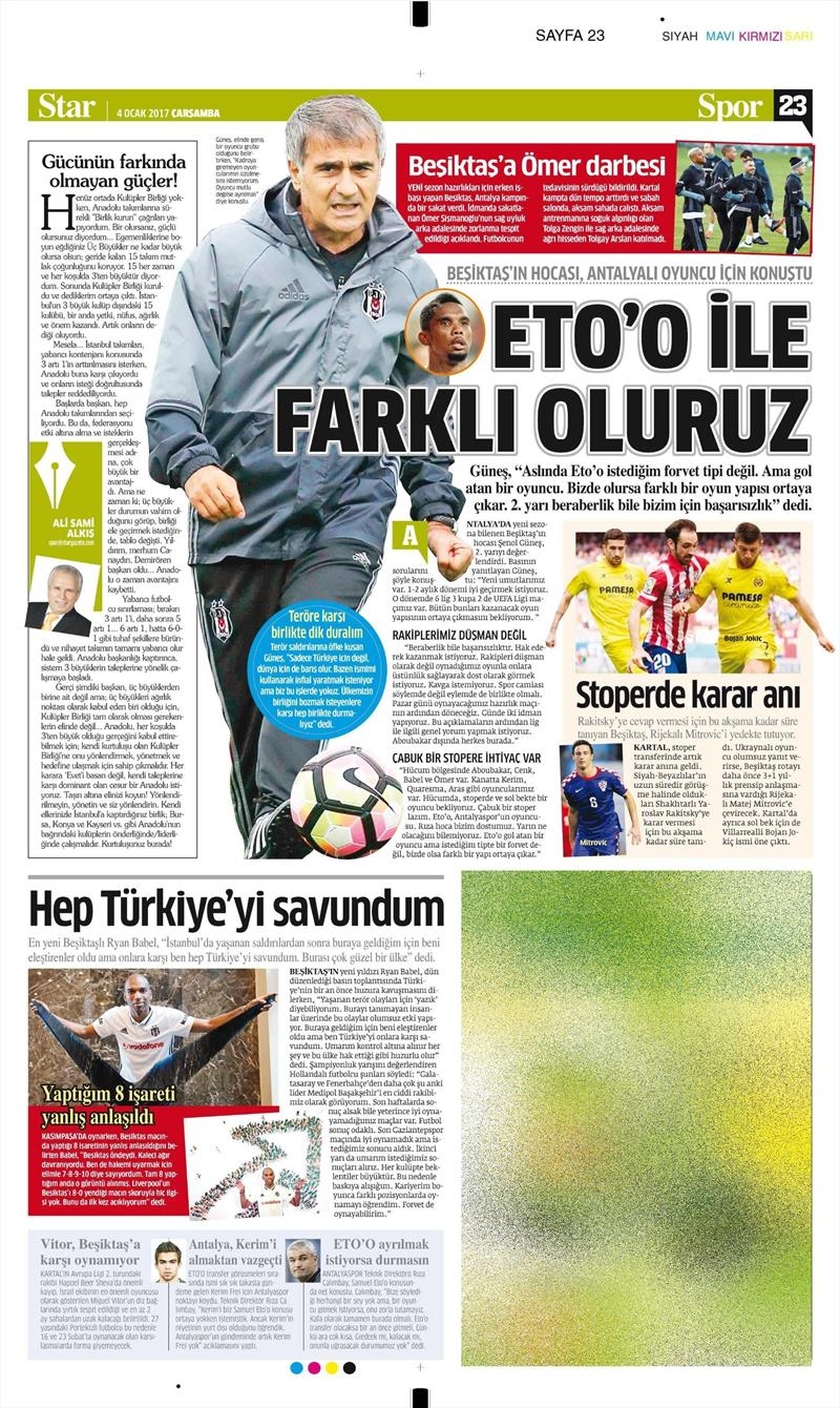 4 Ocak 2017 | İşte gazetelerin Beşiktaş manşetleri - Görsel 11