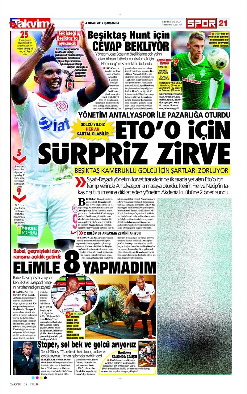 4 Ocak 2017 | İşte gazetelerin Beşiktaş manşetleri - Görsel 12
