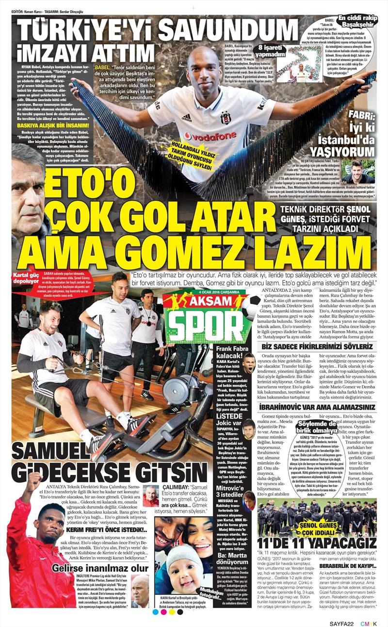 4 Ocak 2017 | İşte gazetelerin Beşiktaş manşetleri - Görsel 3