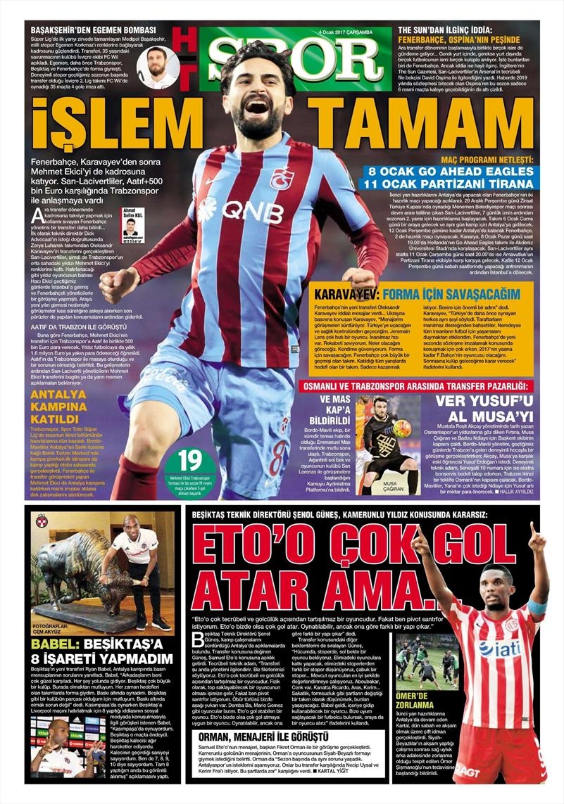 4 Ocak 2017 | İşte gazetelerin Beşiktaş manşetleri - Görsel 5
