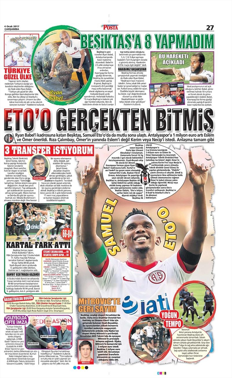 4 Ocak 2017 | İşte gazetelerin Beşiktaş manşetleri - Görsel 9