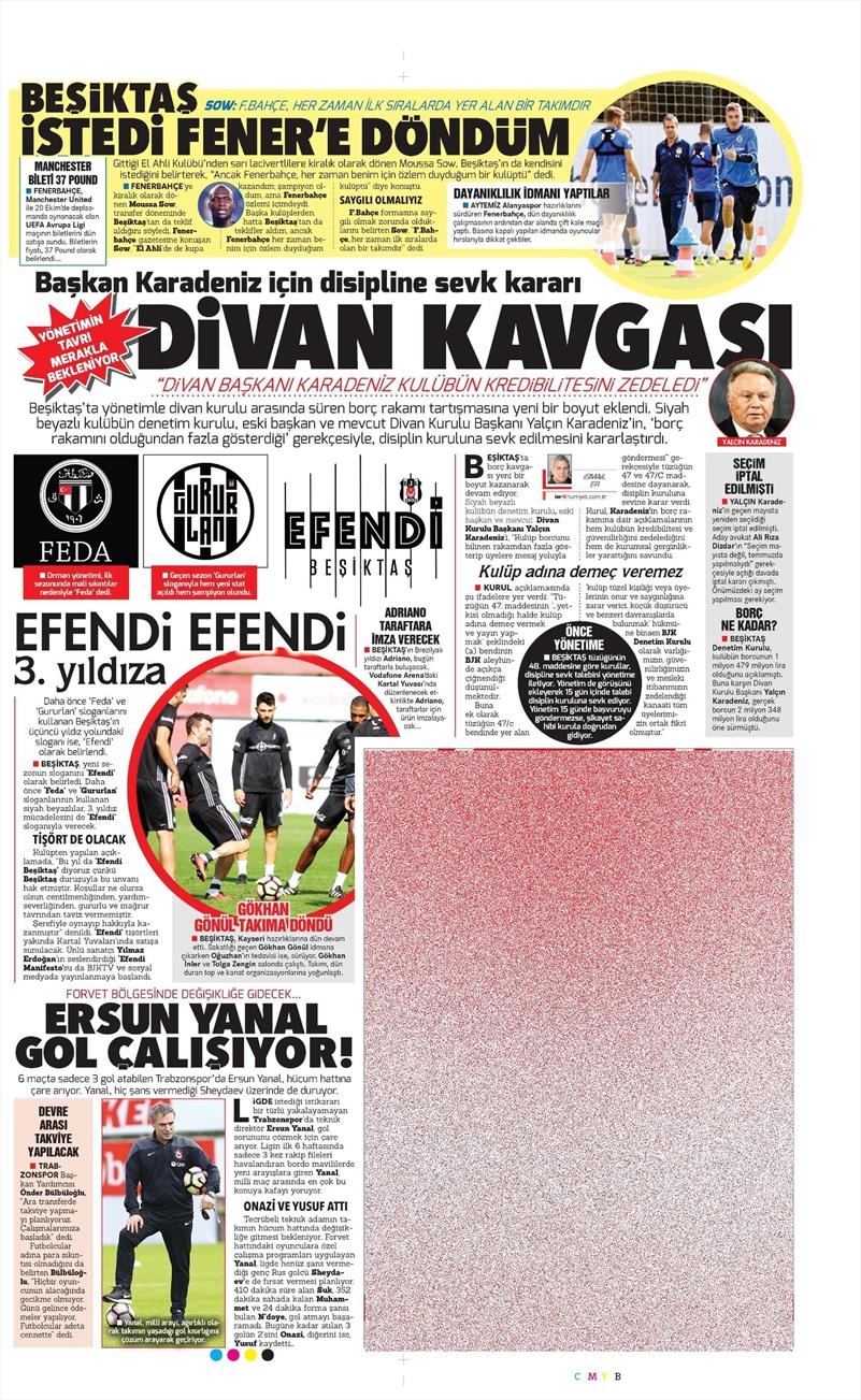 8 Ekim 2016 | Beşiktaş sayfaları - Görsel 6
