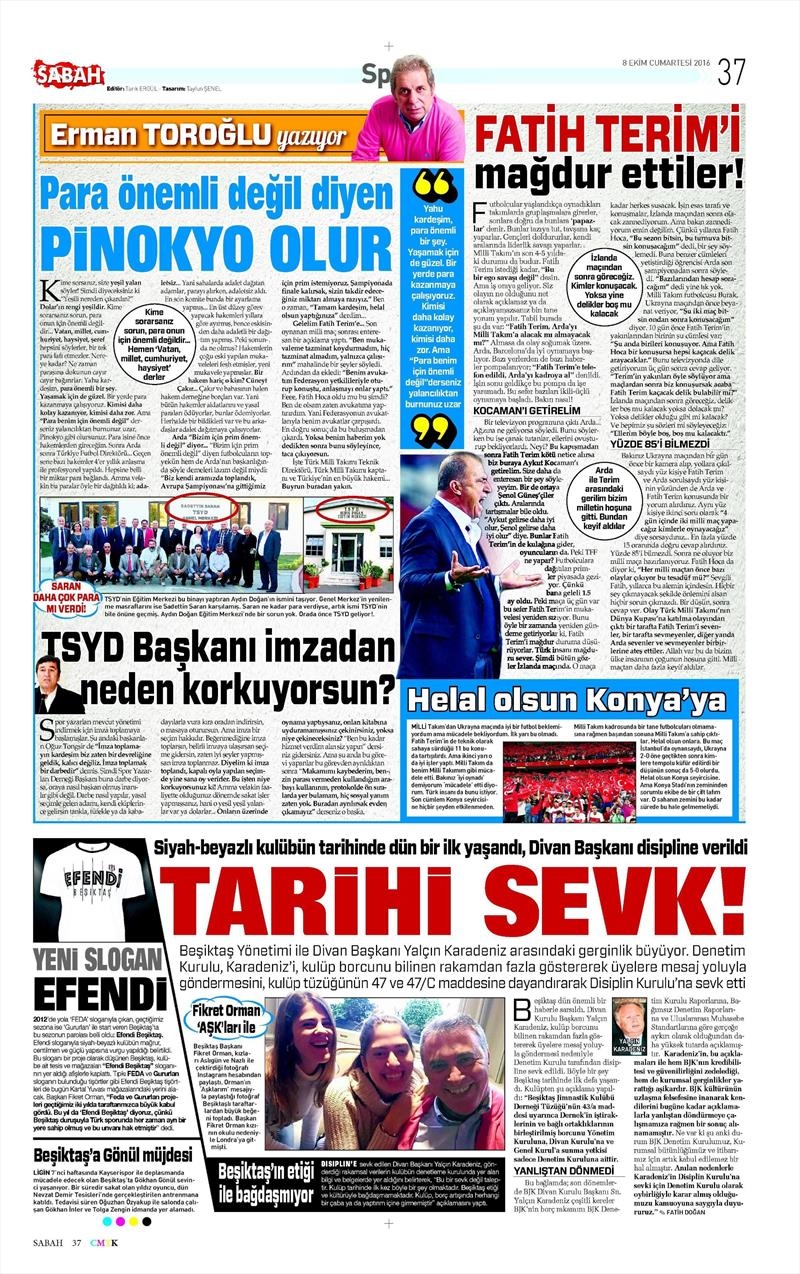 8 Ekim 2016 | Beşiktaş sayfaları - Görsel 8