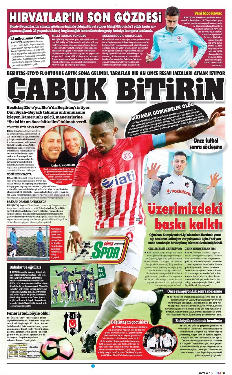 5 Ocak 2017 | İşte gazetelerin Beşiktaş manşetleri - Görsel 11