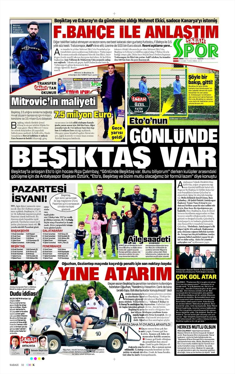 5 Ocak 2017 | İşte gazetelerin Beşiktaş manşetleri - Görsel 6
