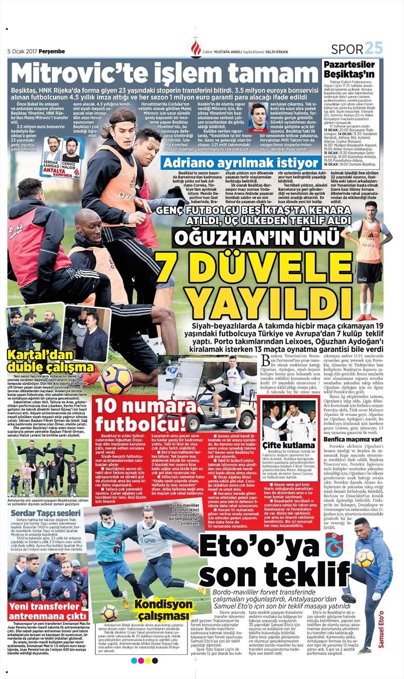 5 Ocak 2017 | İşte gazetelerin Beşiktaş manşetleri - Görsel 8