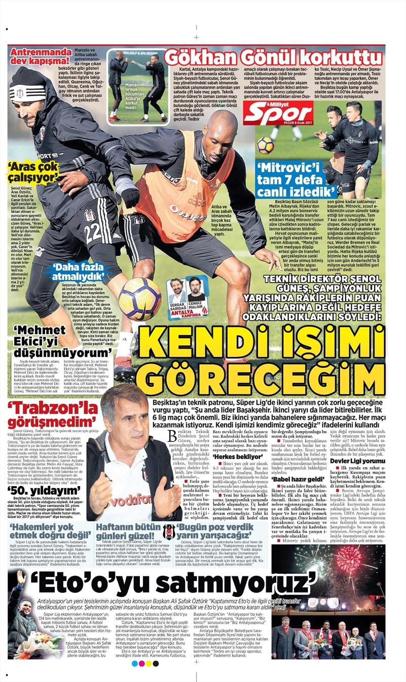 8 Ocak 2017 | İşte gazetelerin Beşiktaş manşetleri - Görsel 7