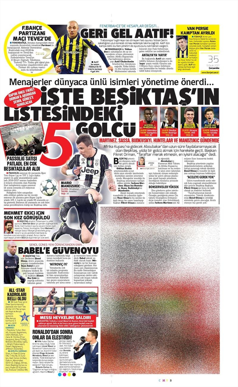 11 Ocak 2017 | İşte gazetelerin Beşiktaş manşetleri - Görsel 5