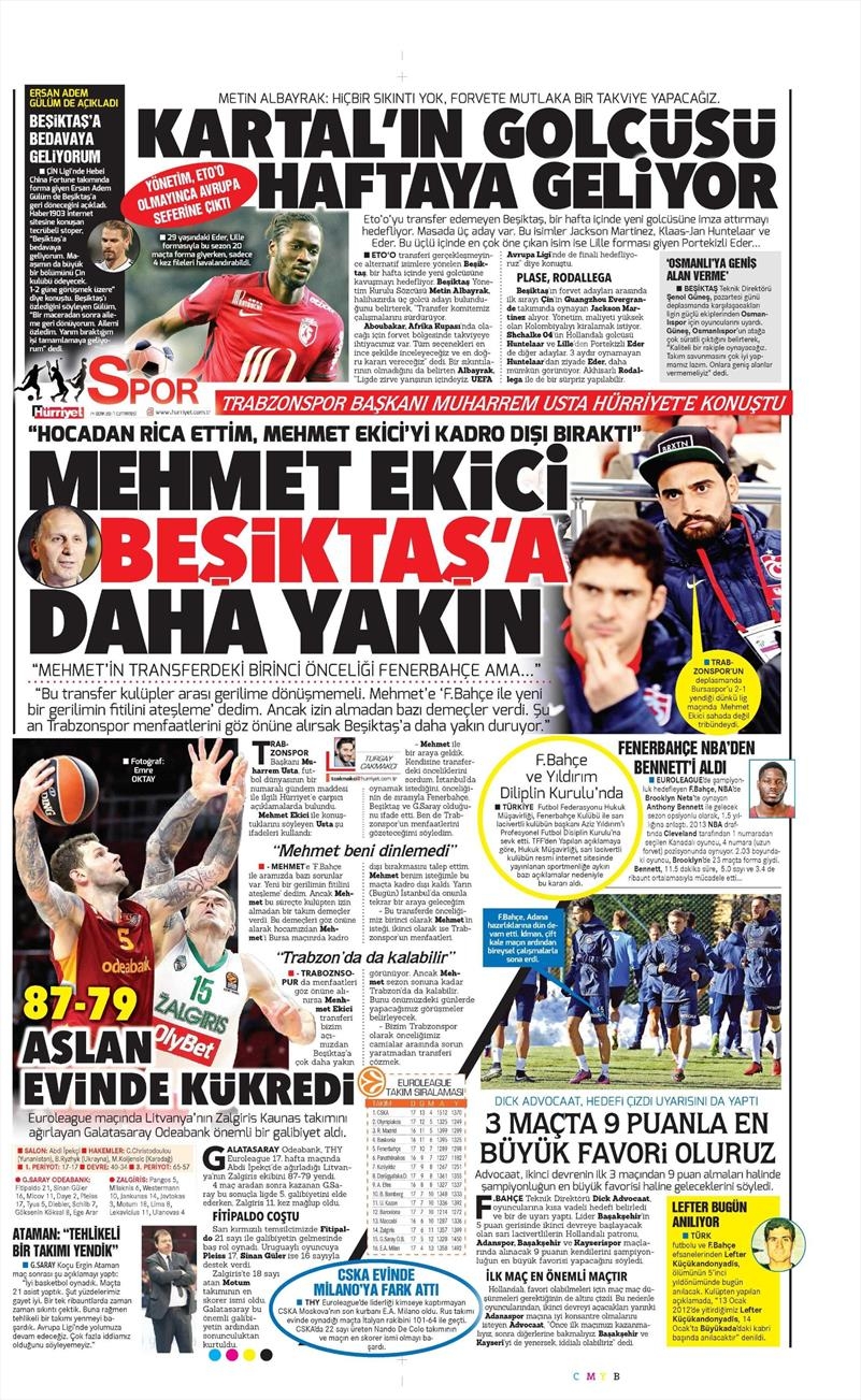 14 Ocak 2017 | İşte gazetelerin Beşiktaş manşetleri - Görsel 3