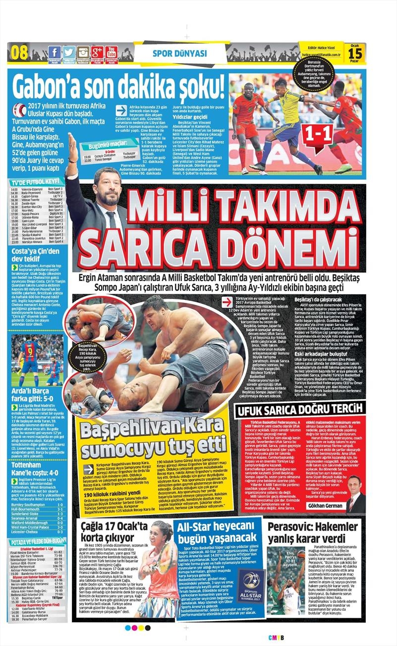 15 Ocak 2017 | İşte gazetelerin Beşiktaş manşetleri - Görsel 1