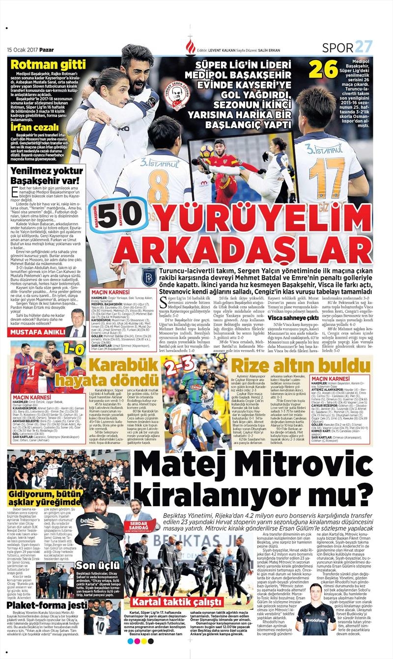 15 Ocak 2017 | İşte gazetelerin Beşiktaş manşetleri - Görsel 11