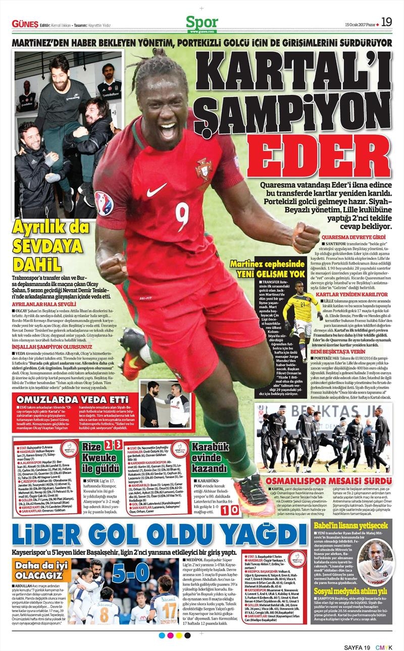 15 Ocak 2017 | İşte gazetelerin Beşiktaş manşetleri - Görsel 6