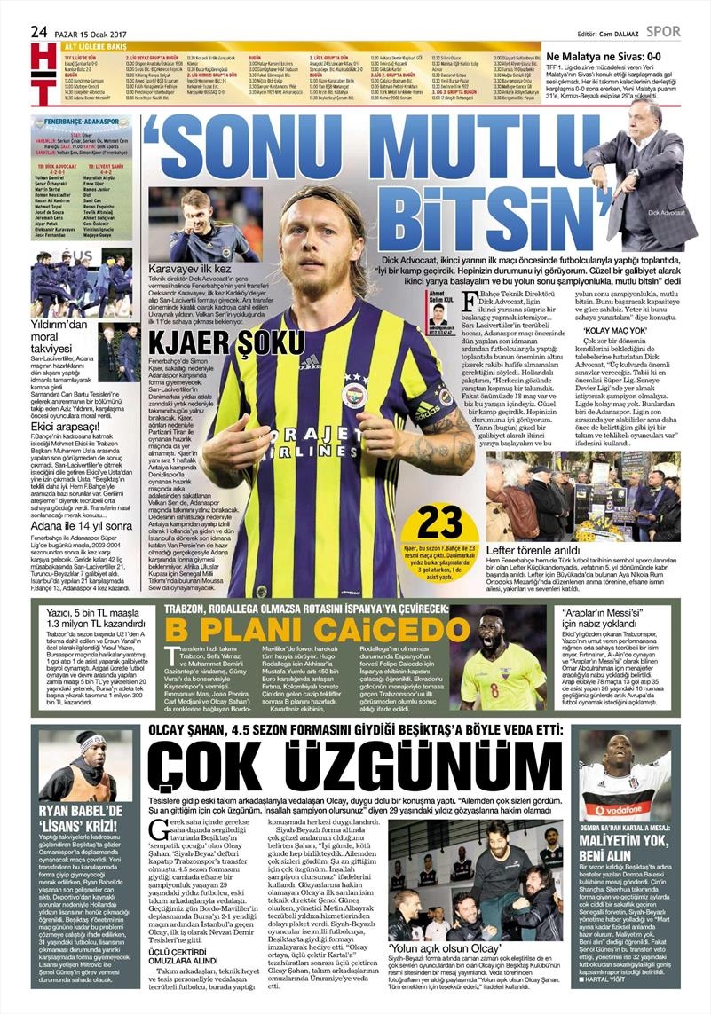 15 Ocak 2017 | İşte gazetelerin Beşiktaş manşetleri - Görsel 8