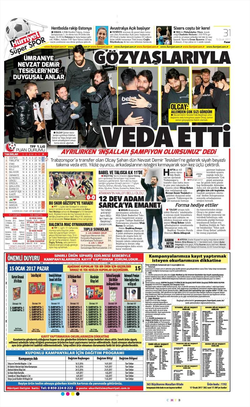 15 Ocak 2017 | İşte gazetelerin Beşiktaş manşetleri - Görsel 9