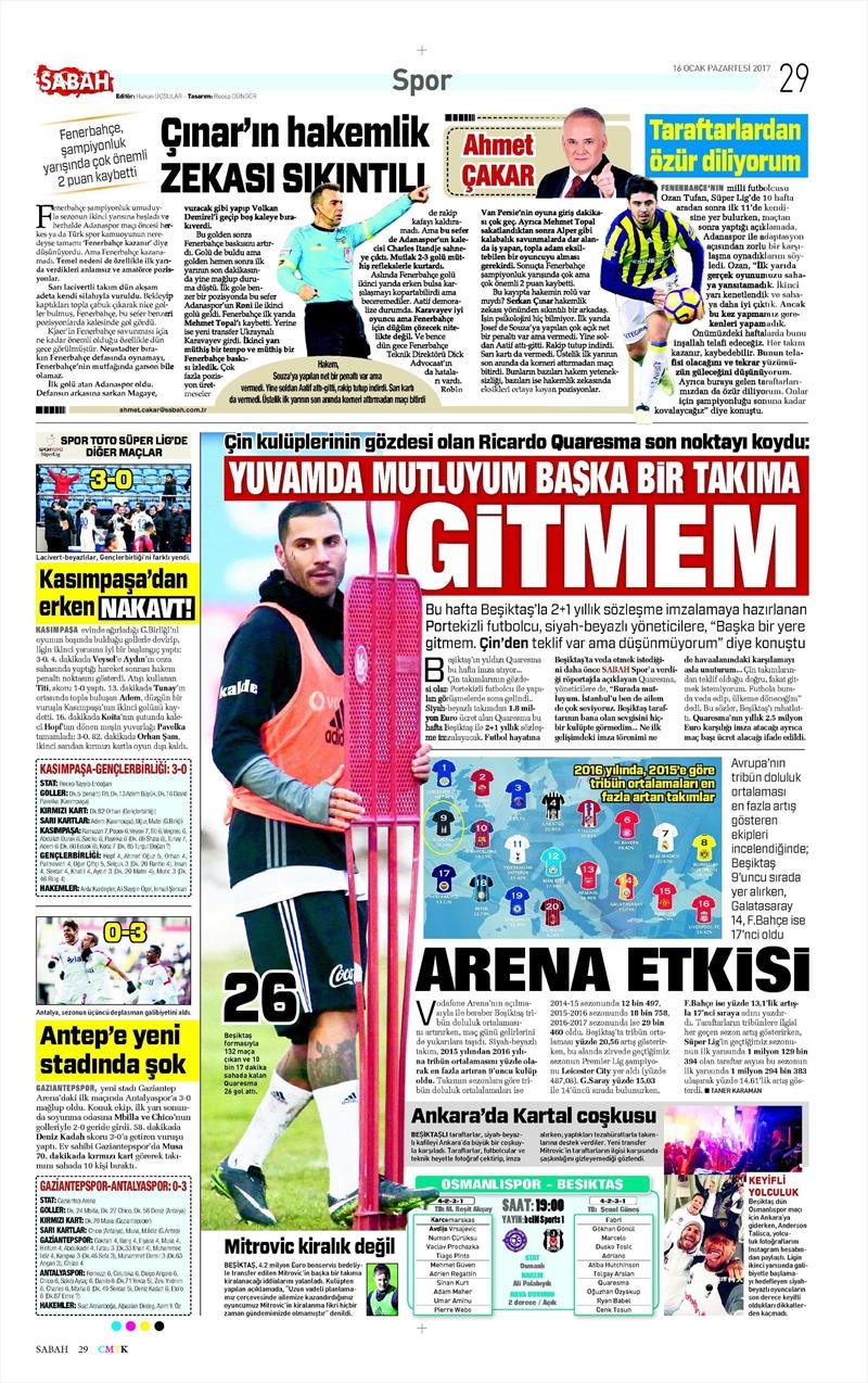 16 Ocak 2017 | İşte gazetelerin Beşiktaş manşetleri - Görsel 10
