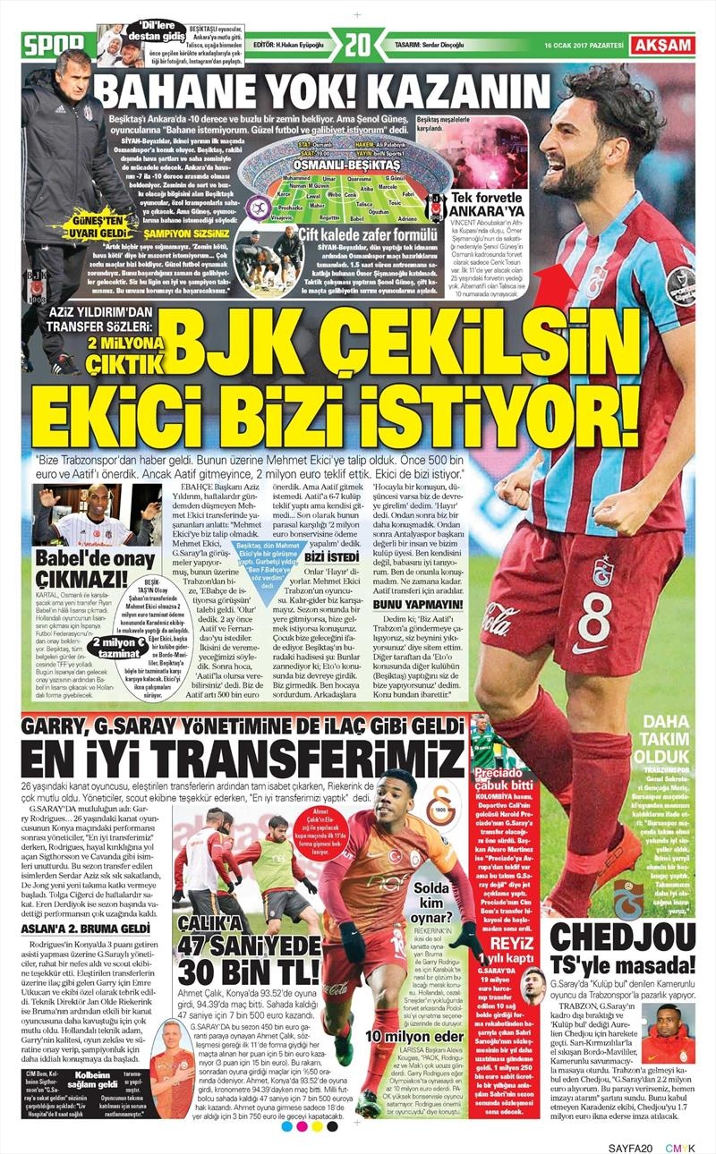 16 Ocak 2017 | İşte gazetelerin Beşiktaş manşetleri - Görsel 3