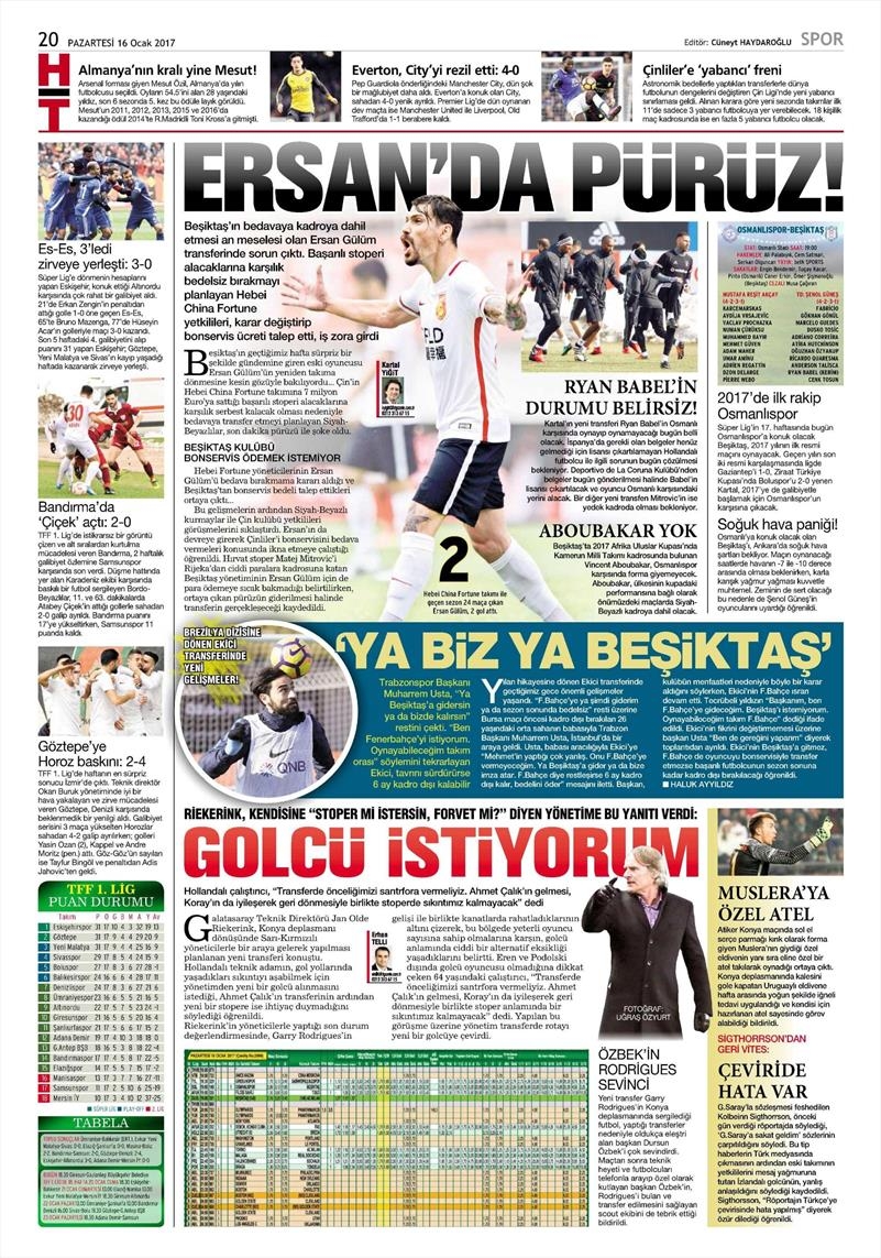 16 Ocak 2017 | İşte gazetelerin Beşiktaş manşetleri - Görsel 5