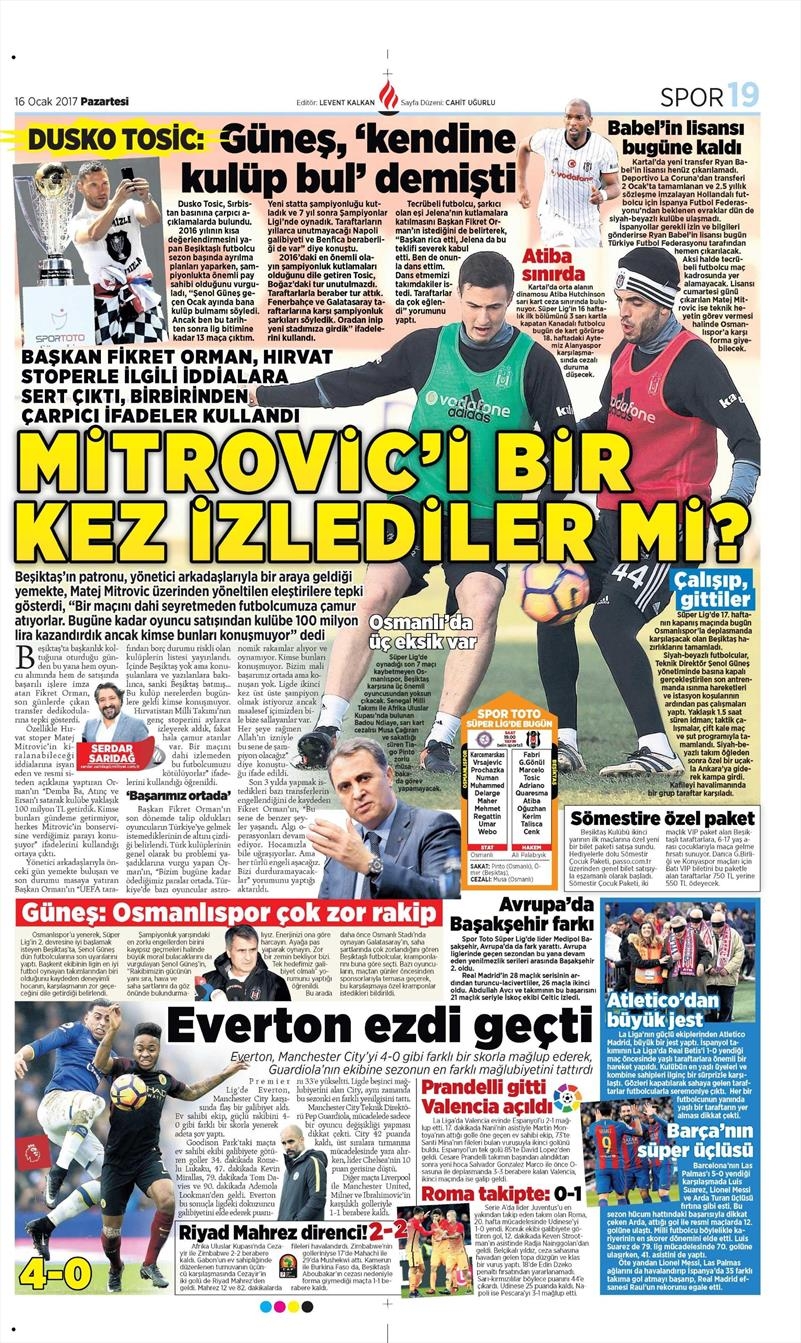 16 Ocak 2017 | İşte gazetelerin Beşiktaş manşetleri - Görsel 8