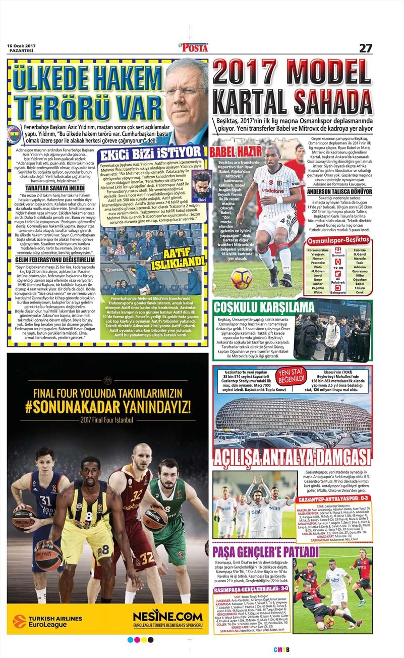 16 Ocak 2017 | İşte gazetelerin Beşiktaş manşetleri - Görsel 9