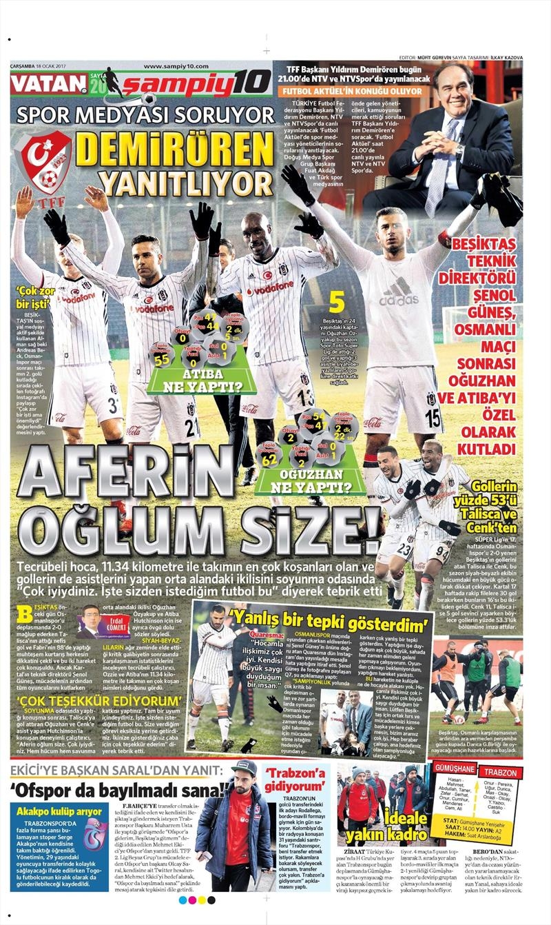 18 Ocak 2017 | İşte gazetelerin Beşiktaş manşetleri - Görsel 8