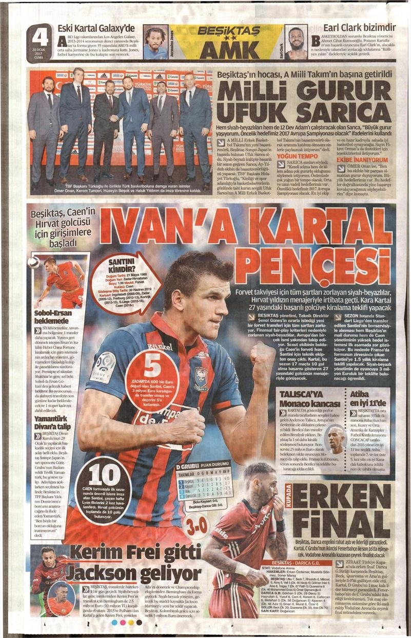 20 Ocak 2017 | İşte gazetelerin Beşiktaş manşetleri - Görsel 3