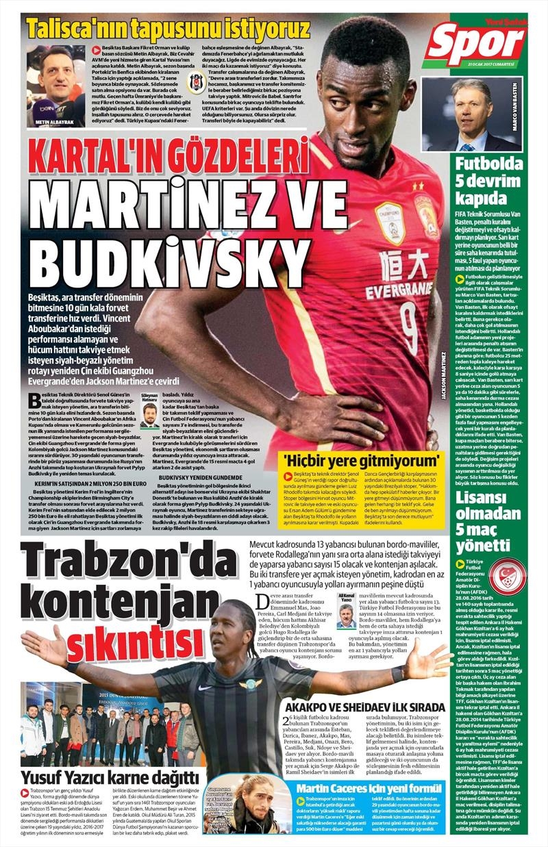 21 Ocak 2017 | İşte gazetelerin Beşiktaş manşetleri - Görsel 12