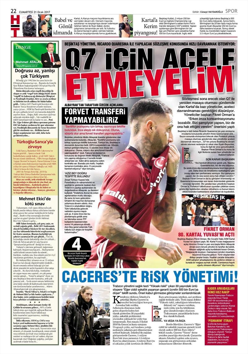 21 Ocak 2017 | İşte gazetelerin Beşiktaş manşetleri - Görsel 5