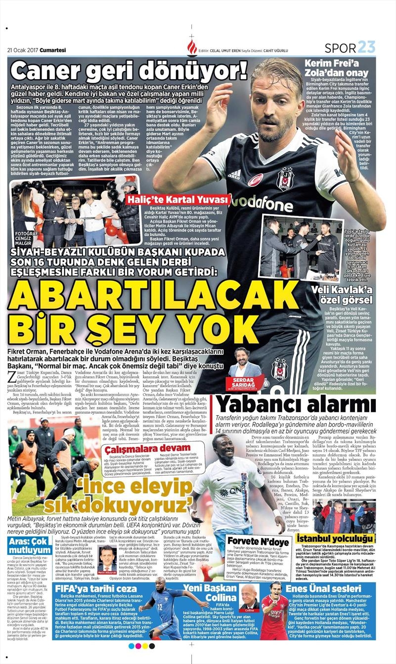 21 Ocak 2017 | İşte gazetelerin Beşiktaş manşetleri - Görsel 8