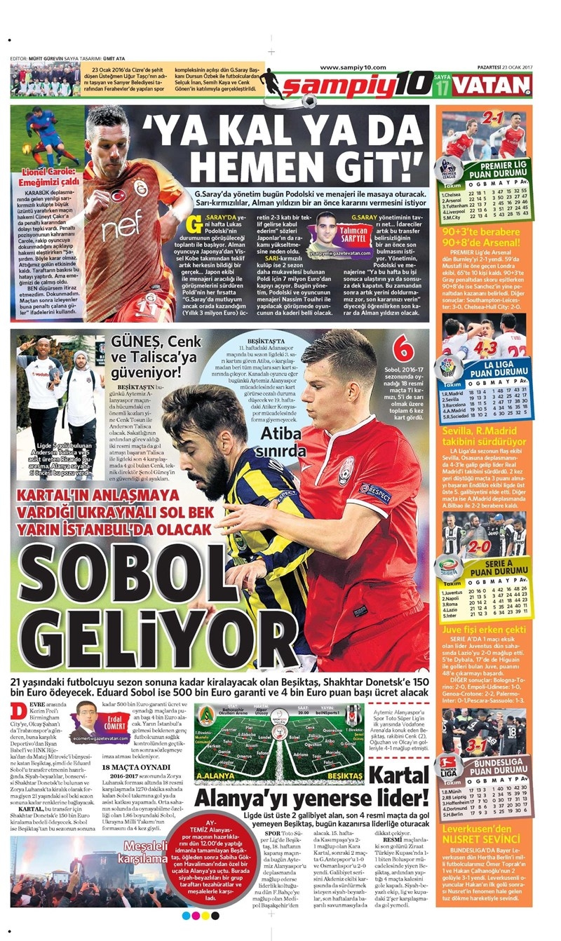 23 Ocak 2017 | İşte gazetelerin Beşiktaş manşetleri - Görsel 3