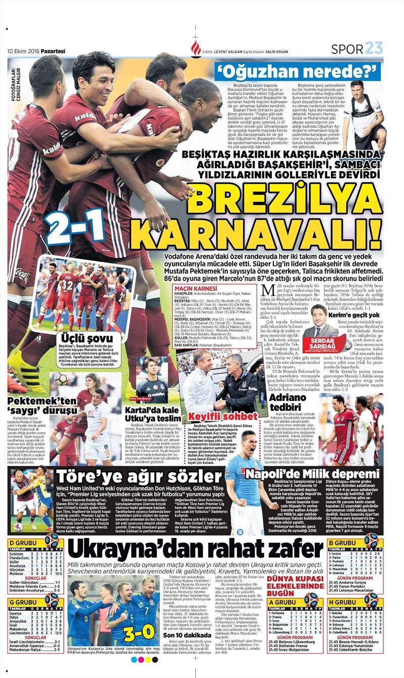 10 Ekim 2016 | Gazetelerin Beşiktaş Sayfaları - Görsel 10