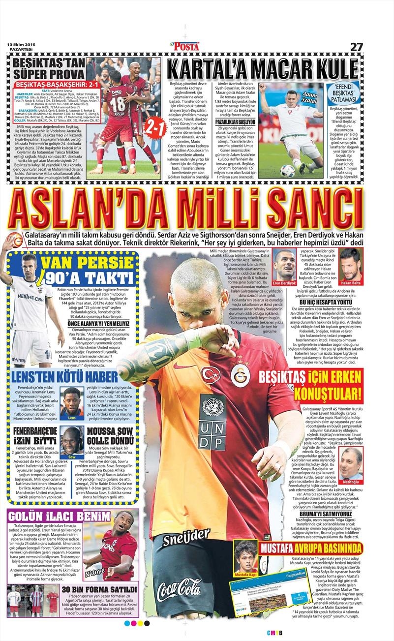 10 Ekim 2016 | Gazetelerin Beşiktaş Sayfaları - Görsel 11