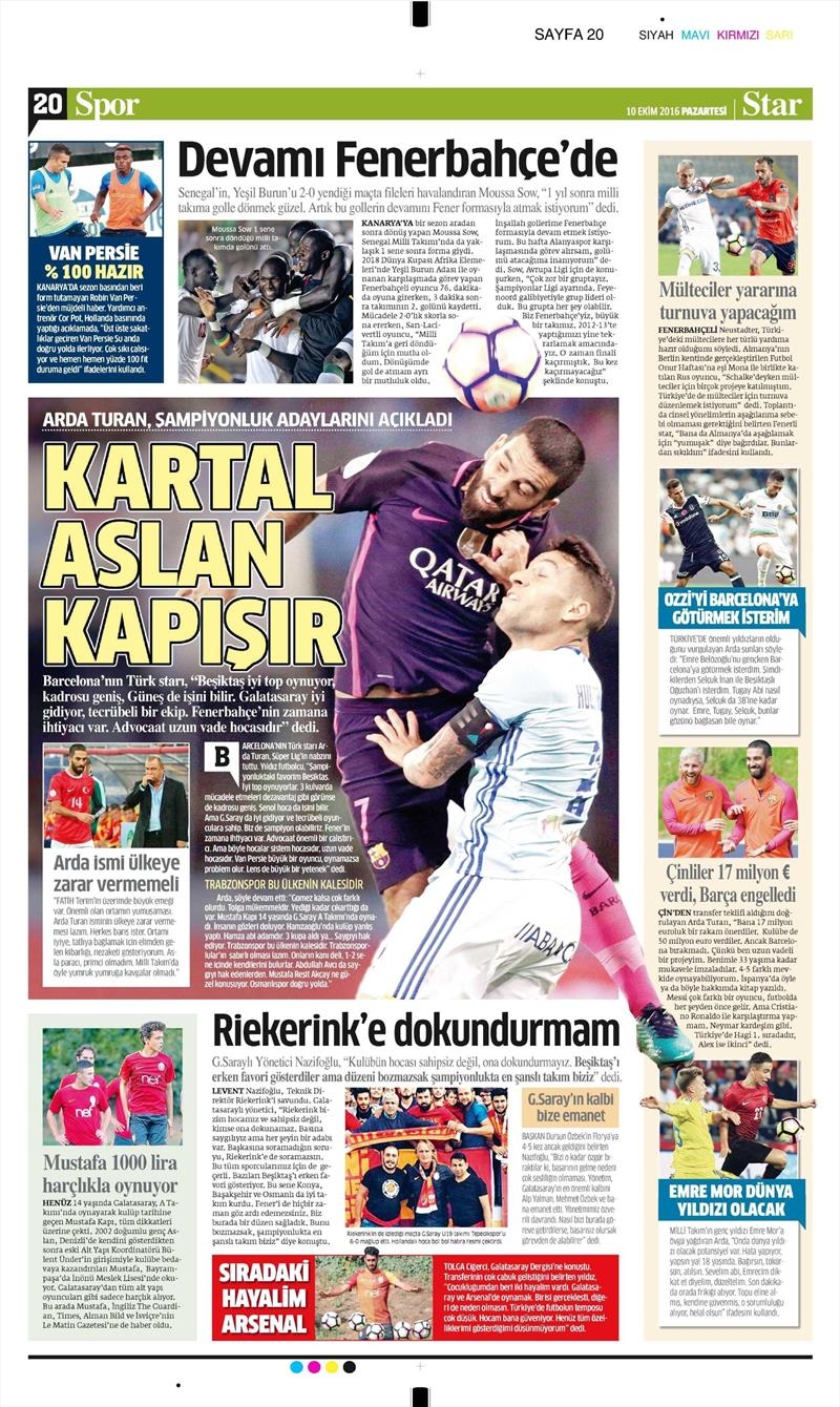 10 Ekim 2016 | Gazetelerin Beşiktaş Sayfaları - Görsel 12