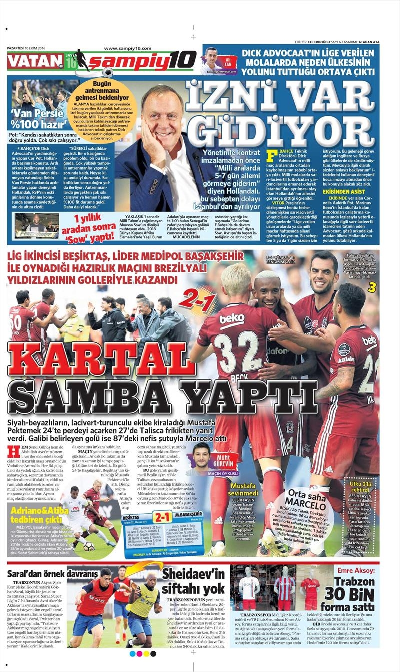 10 Ekim 2016 | Gazetelerin Beşiktaş Sayfaları - Görsel 16
