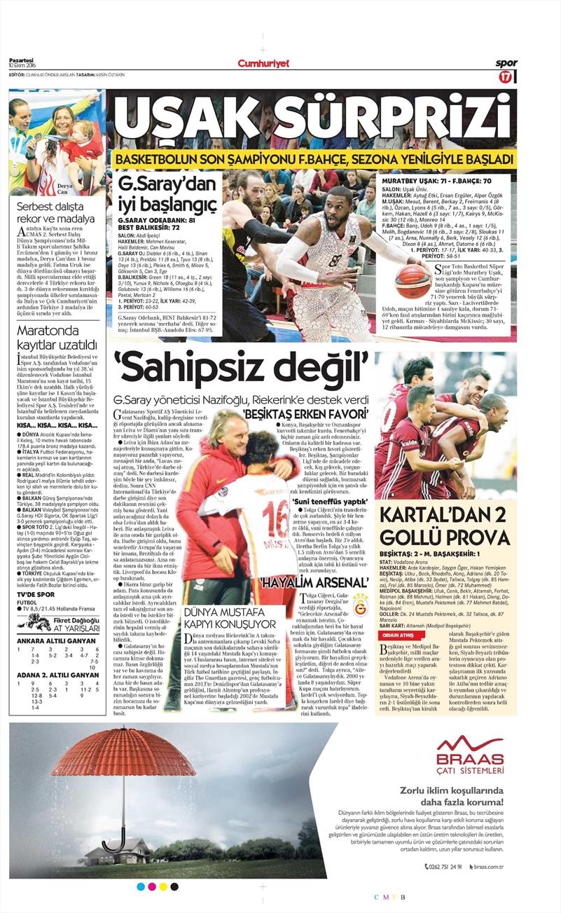 10 Ekim 2016 | Gazetelerin Beşiktaş Sayfaları - Görsel 2